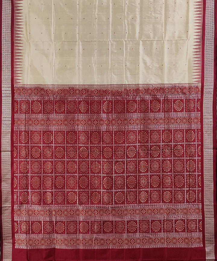 Beige handwoven silk bomkai saree
