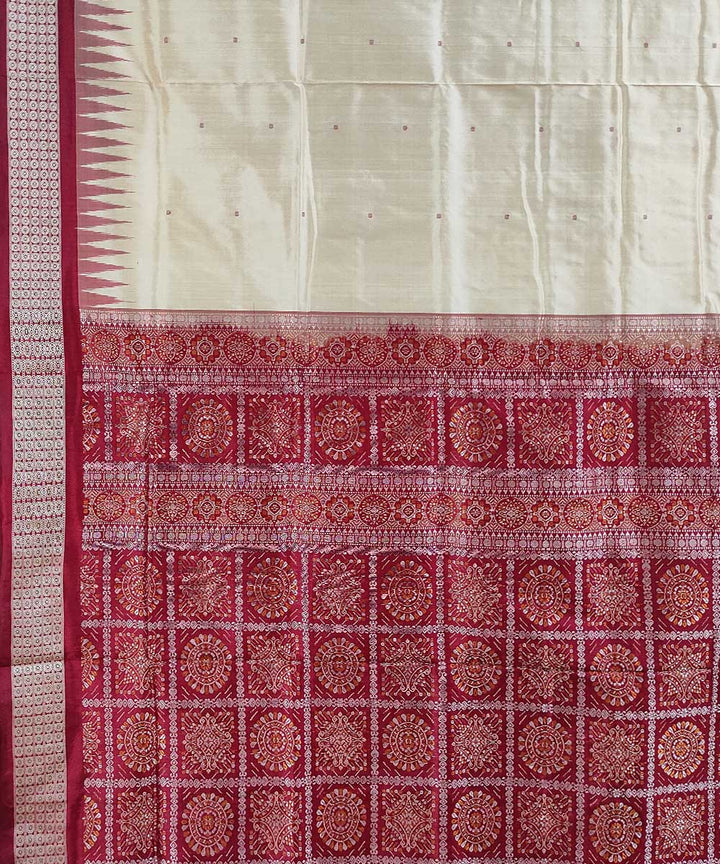 Beige handwoven silk bomkai saree
