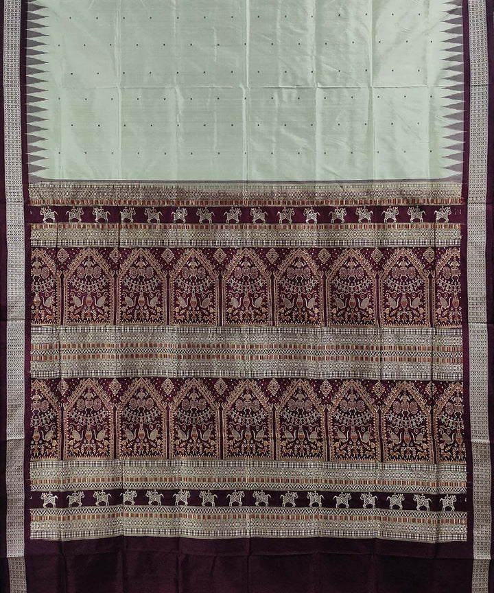 Pista green handwoven silk bomkai saree