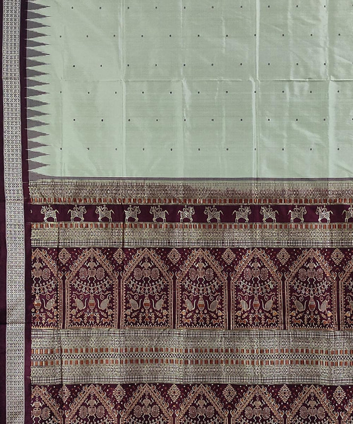Pista green handwoven silk bomkai saree