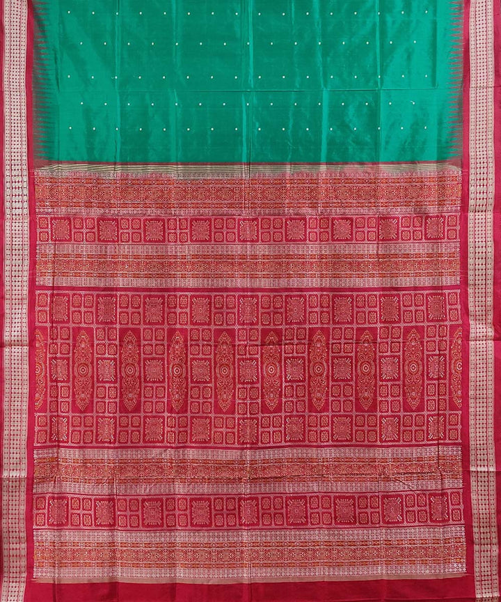 Dark green handwoven silk bomkai saree
