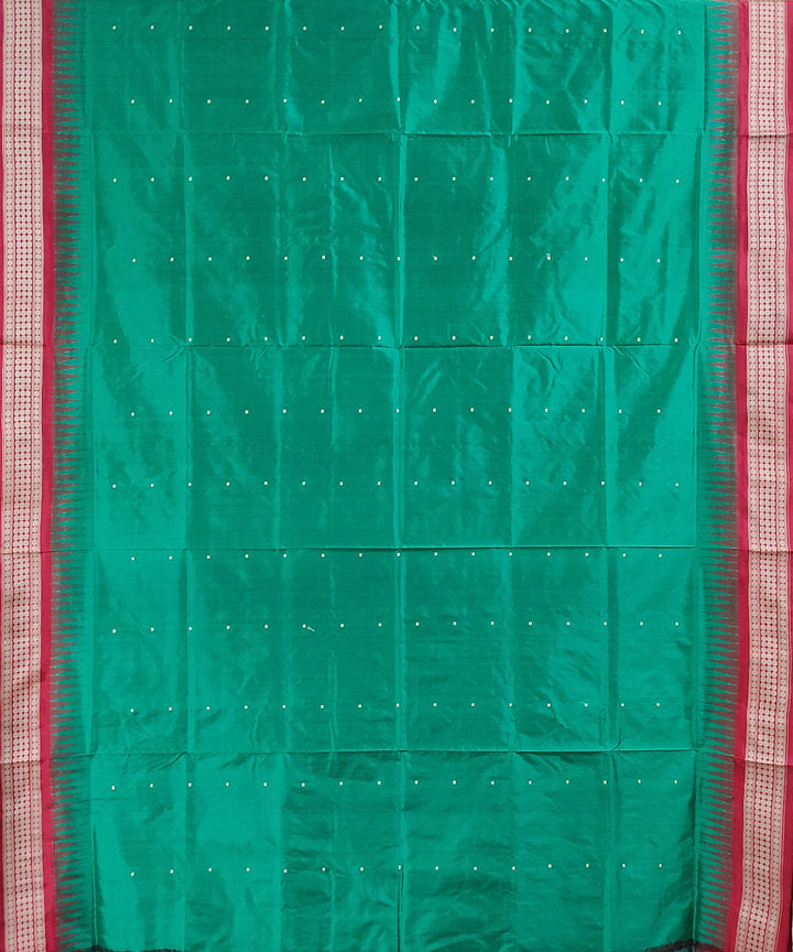 Dark green handwoven silk bomkai saree
