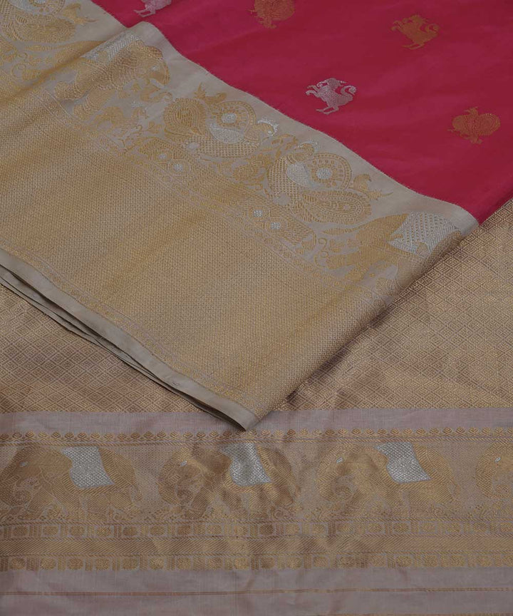 Red beige handwoven gadwal silk saree