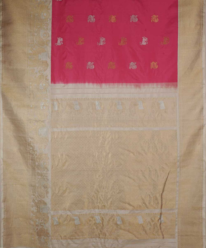 Red beige handwoven gadwal silk saree