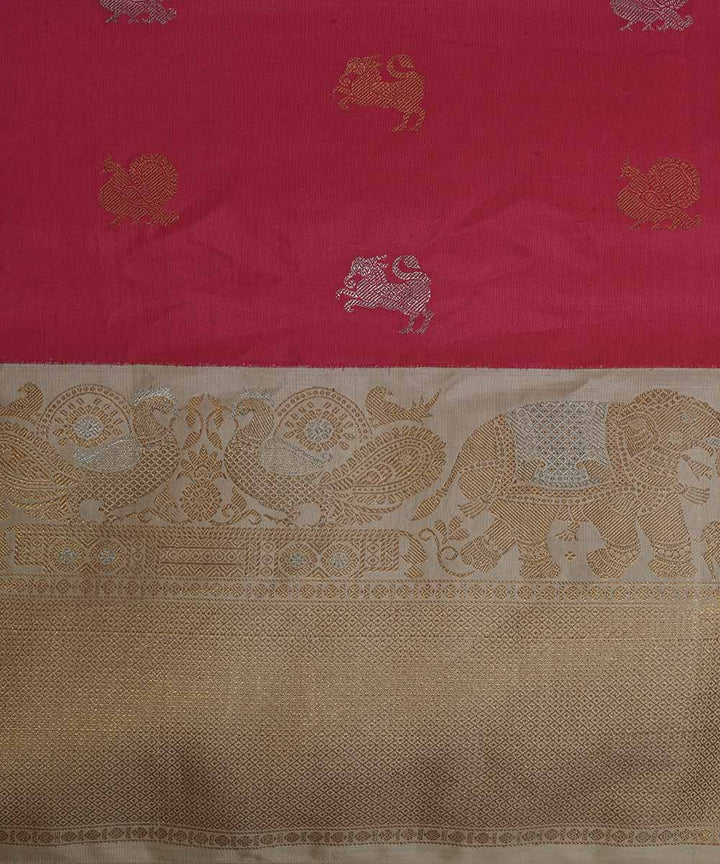 Red beige handwoven gadwal silk saree