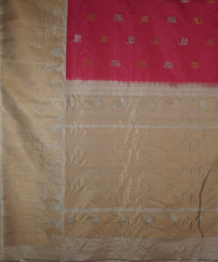 Red beige handwoven gadwal silk saree