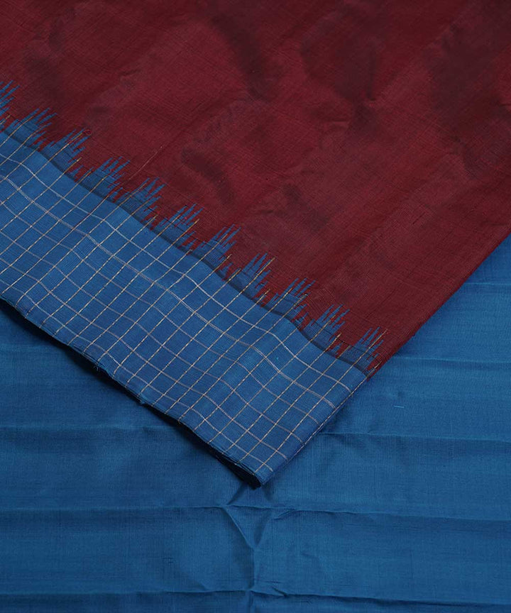 Maroon blue handwoven gadwal silk saree