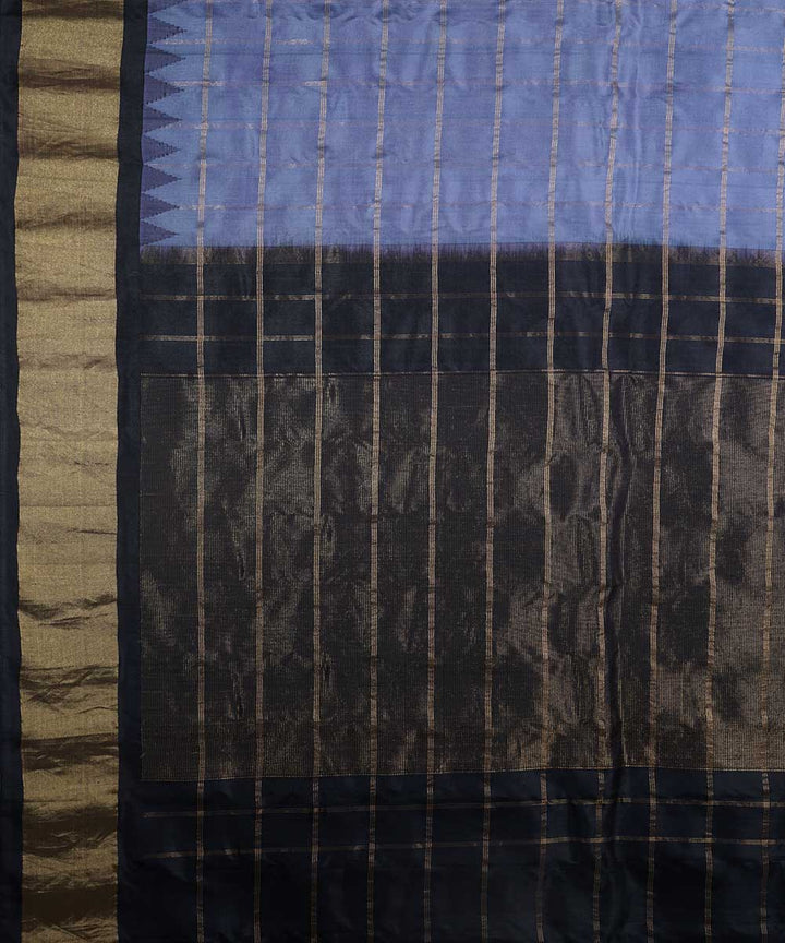 Grey blue handwoven gadwal silk saree