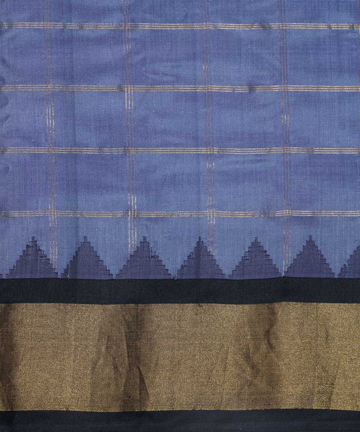 Grey blue handwoven gadwal silk saree