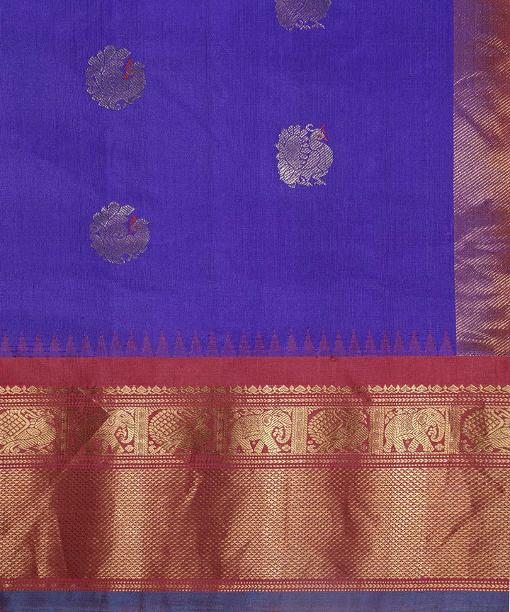 Purple red handwoven gadwal silk saree