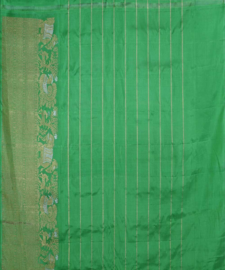 Pink green handwoven gadwal silk saree