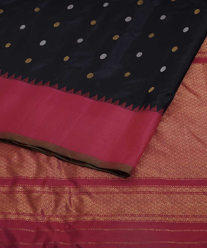 Black handwoven gadwal silk saree