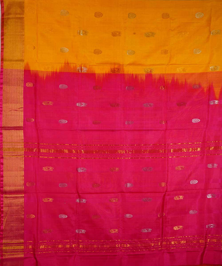 Yellow pink handwoven uppada silk saree