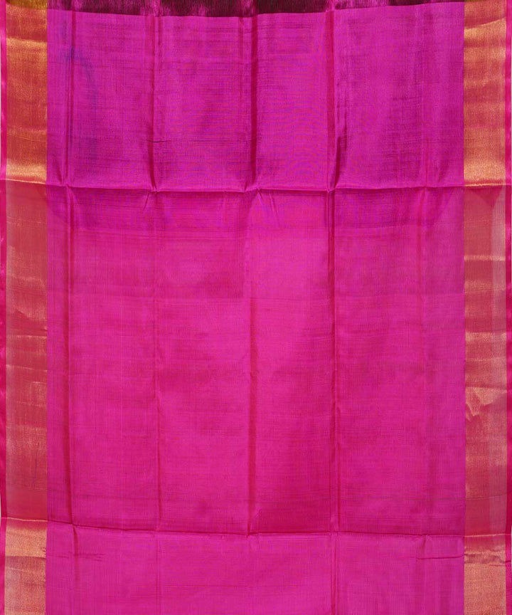 Dark green pink handwoven uppada silk saree