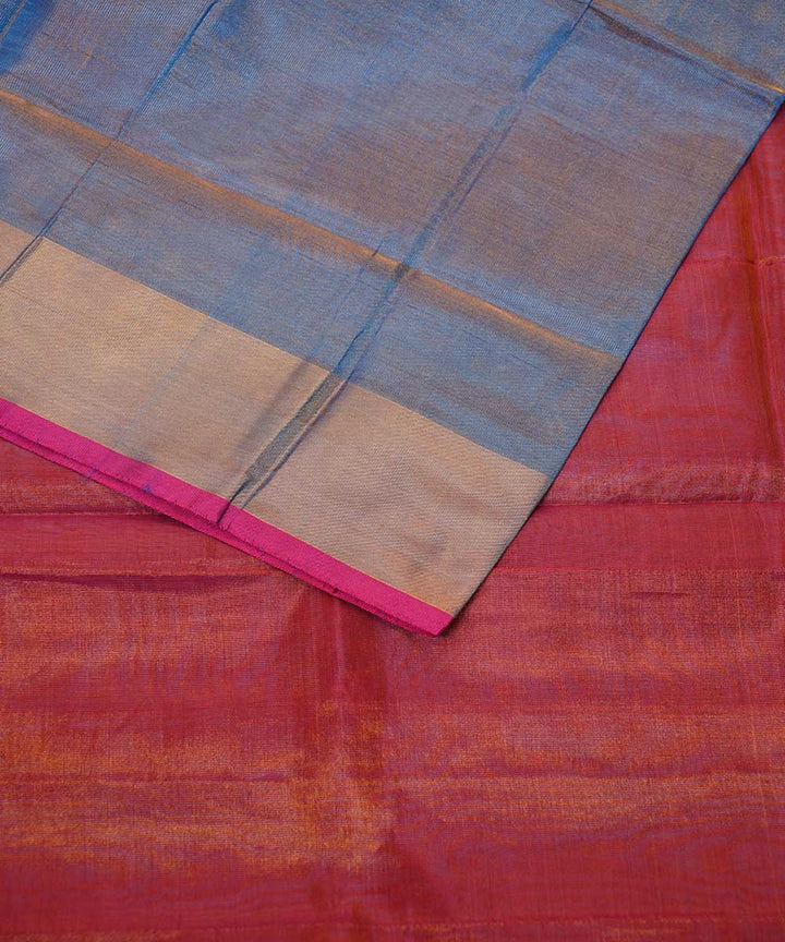 Sky blue red handwoven uppada silk saree