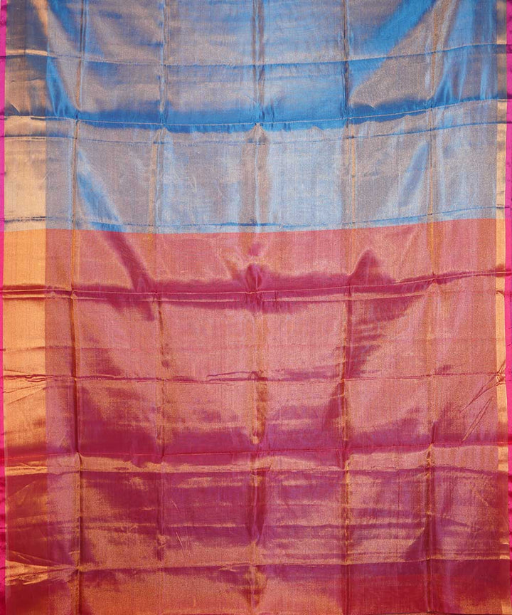 Sky blue red handwoven uppada silk saree