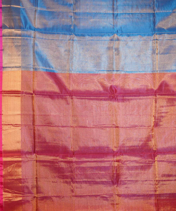 Sky blue red handwoven uppada silk saree