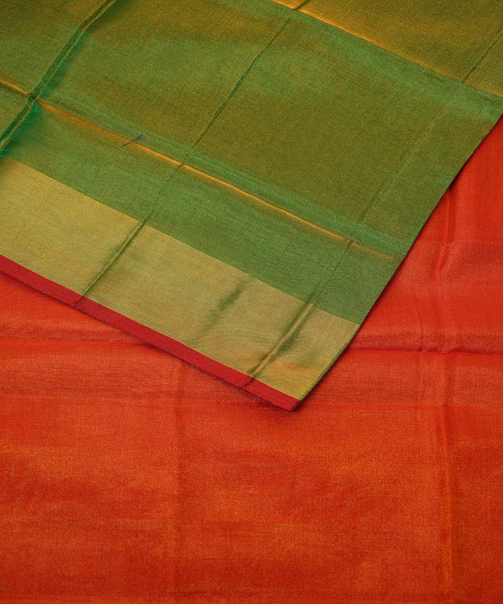 Olive green orange handwoven uppada silk saree