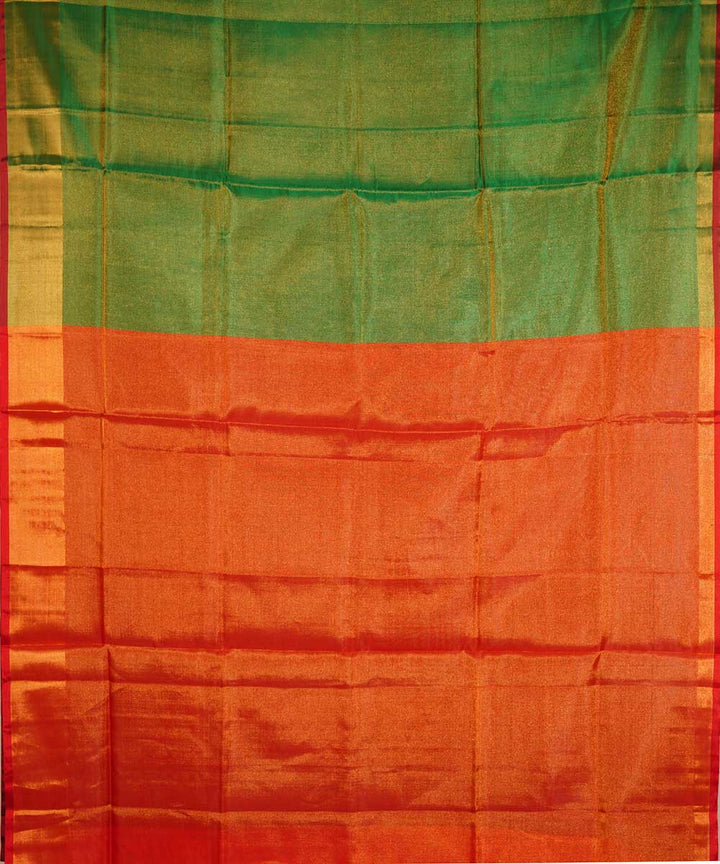 Olive green orange handwoven uppada silk saree