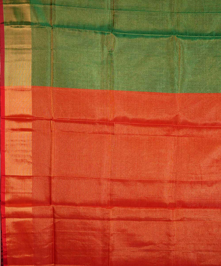 Olive green orange handwoven uppada silk saree