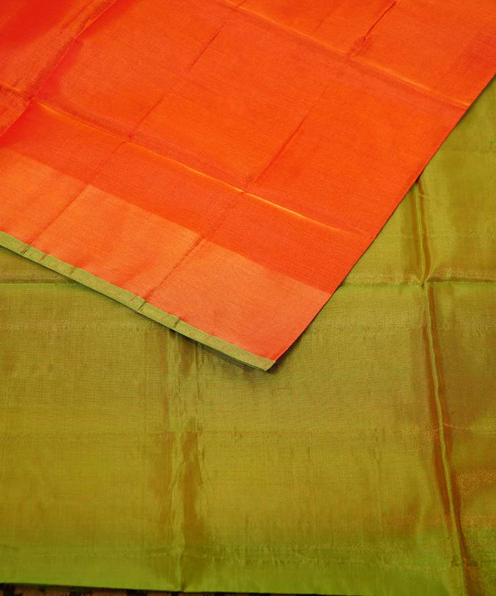 Orange light green handwoven uppada silk saree
