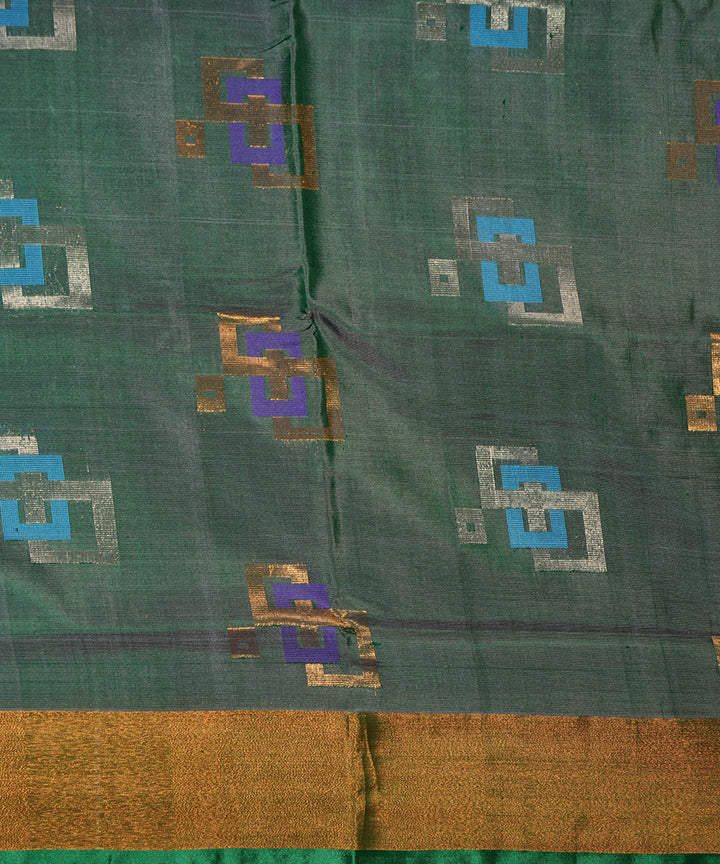 Grey dark green handwoven uppada silk saree