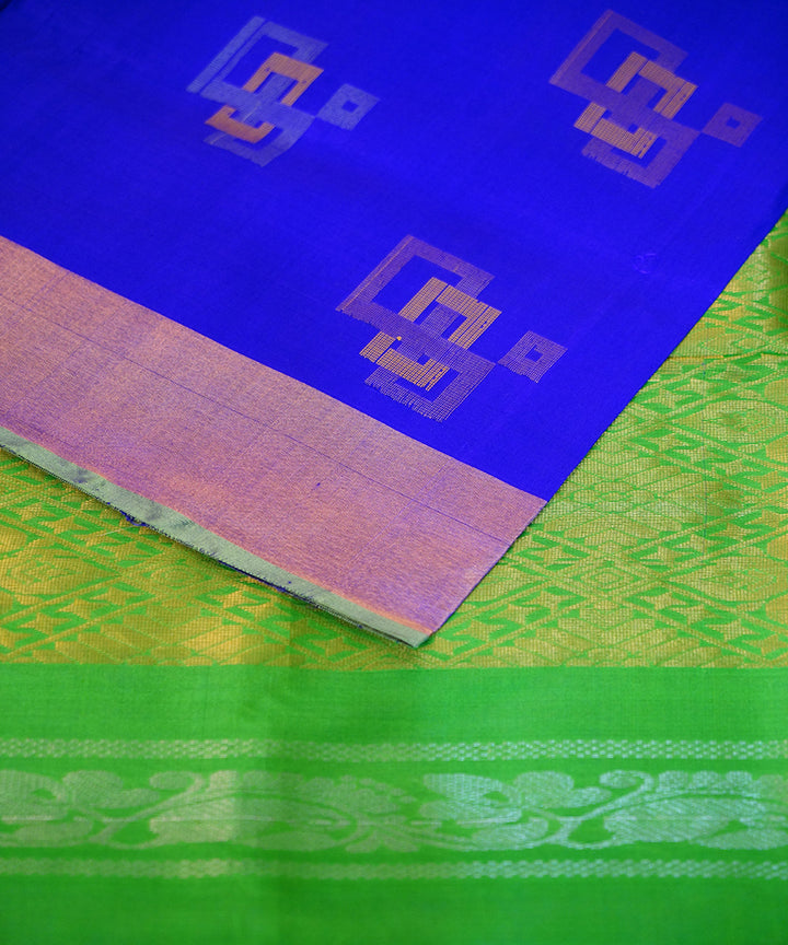 Royal blue green handwoven uppada silk saree