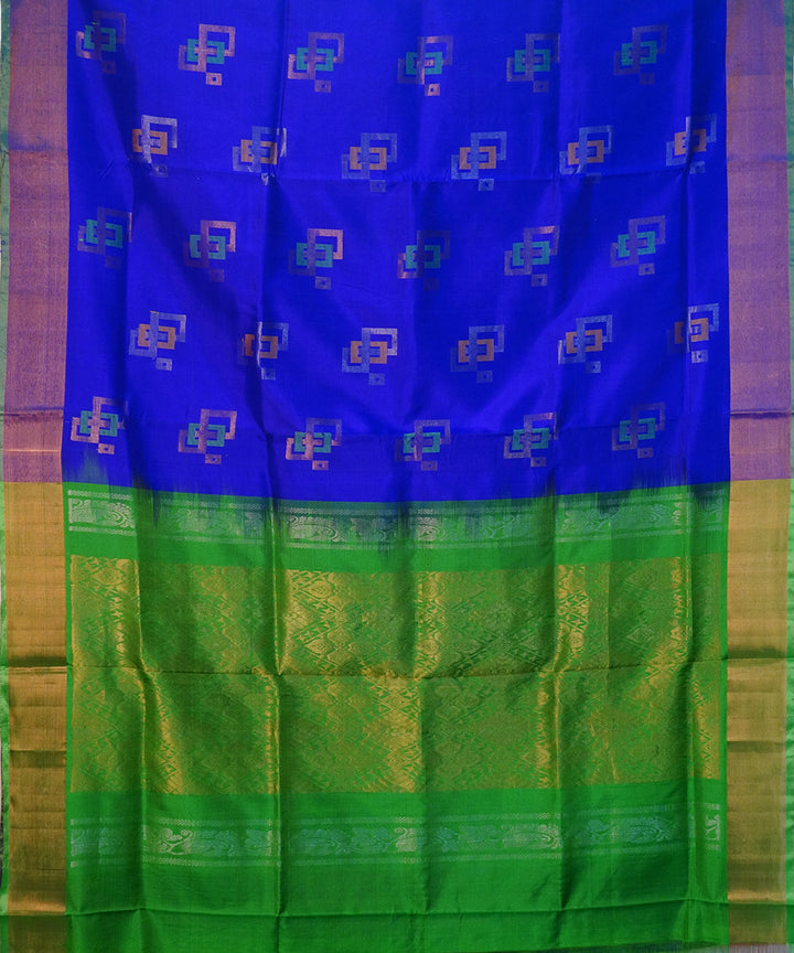 Royal blue green handwoven uppada silk saree