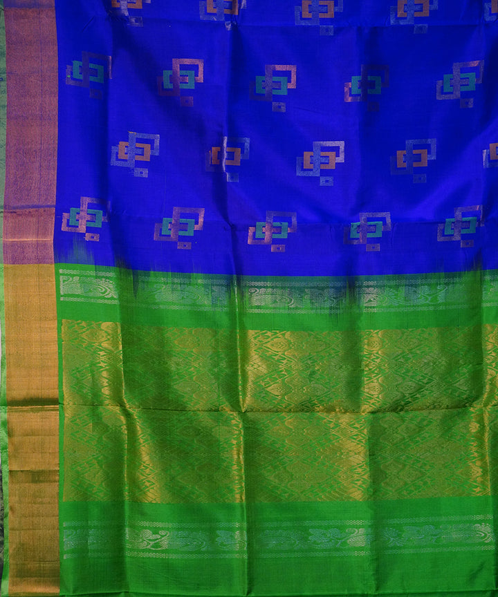 Royal blue green handwoven uppada silk saree