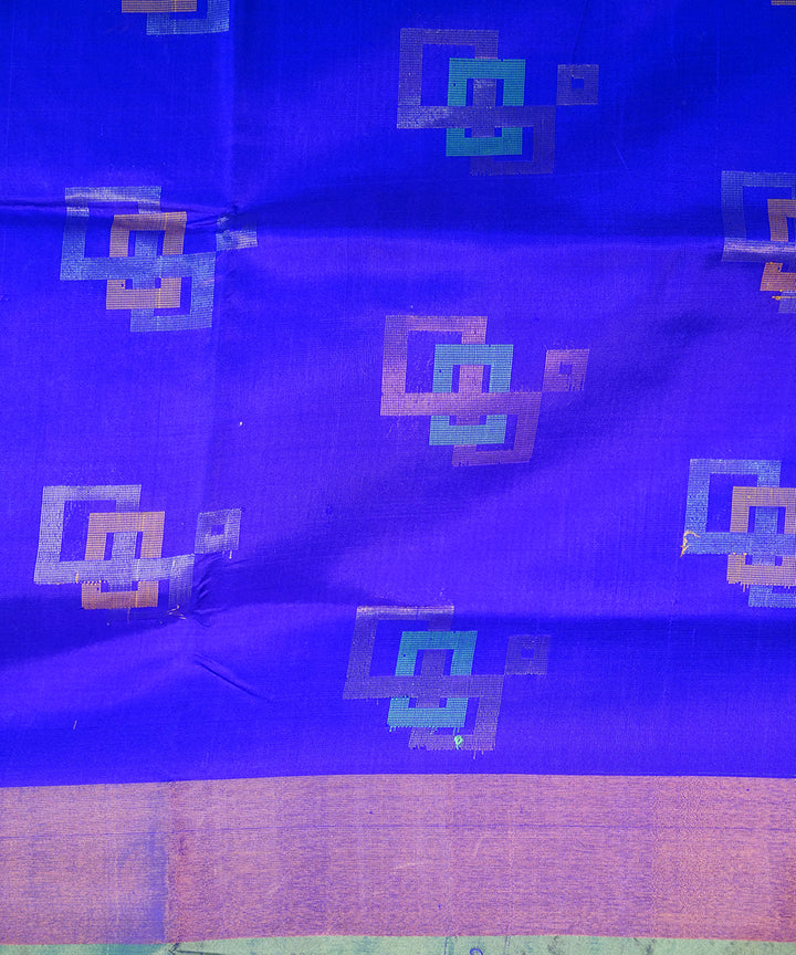 Royal blue green handwoven uppada silk saree