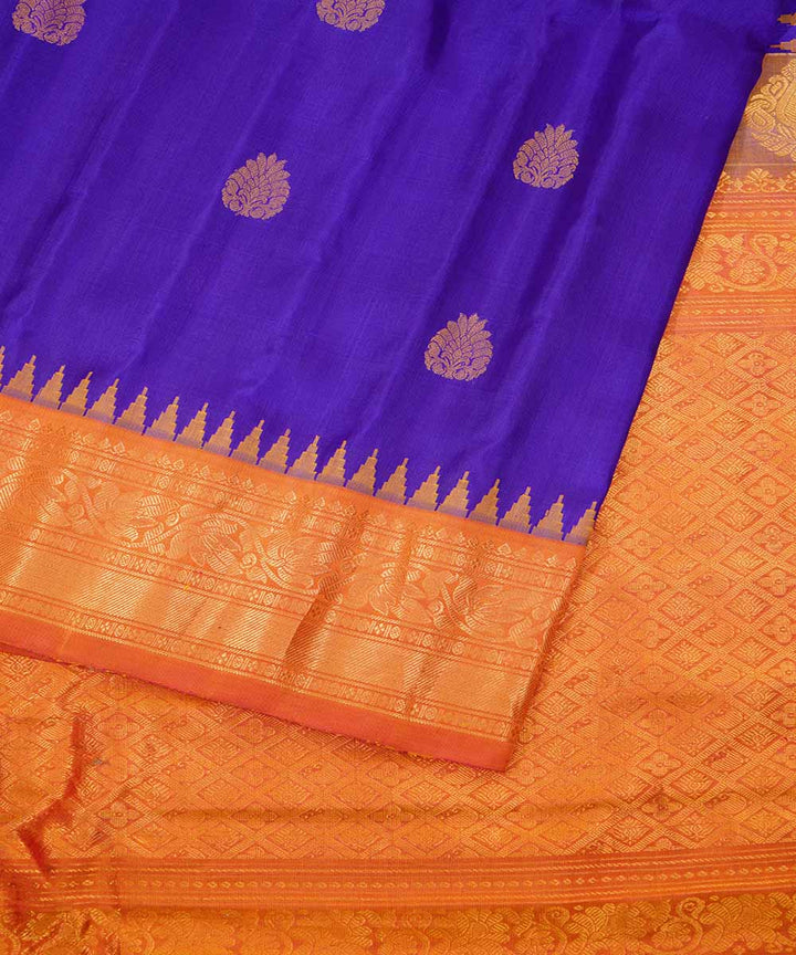 Blue handwoven gadwal silk saree