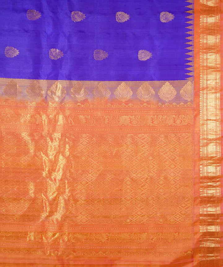 Blue handwoven gadwal silk saree