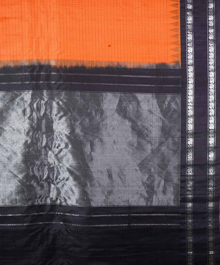 Orange handwoven gadwal silk saree