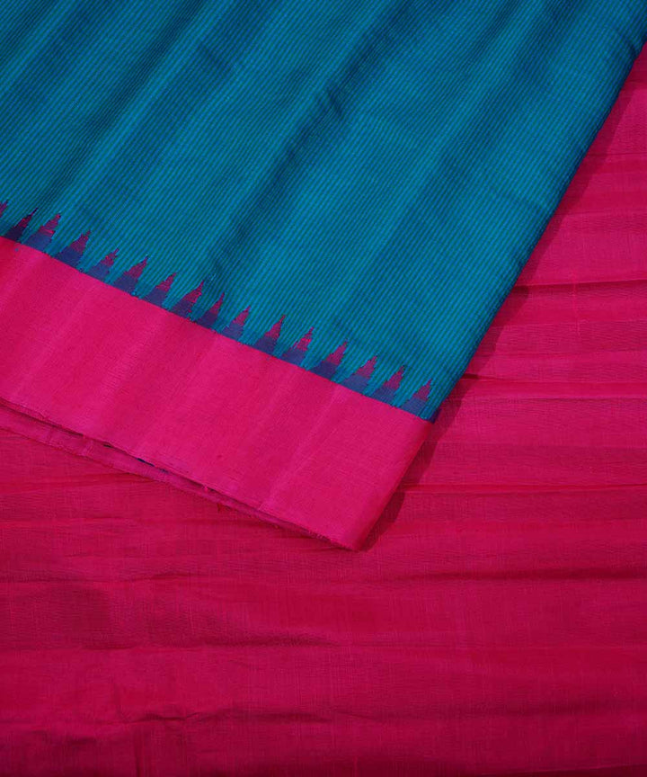 Sky blue handloom gadwal silk saree