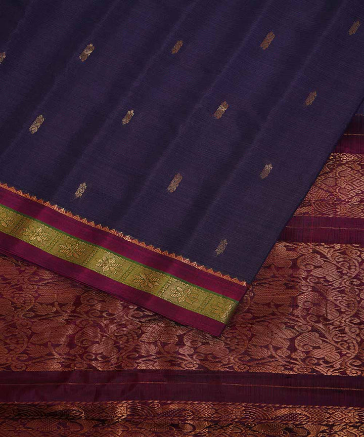 Grey handwoven gadwal silk saree