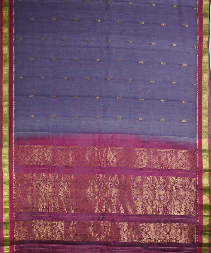 Grey handwoven gadwal silk saree