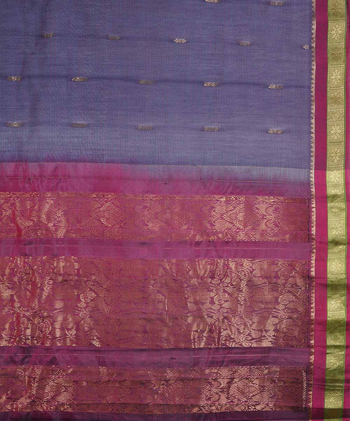 Grey handwoven gadwal silk saree