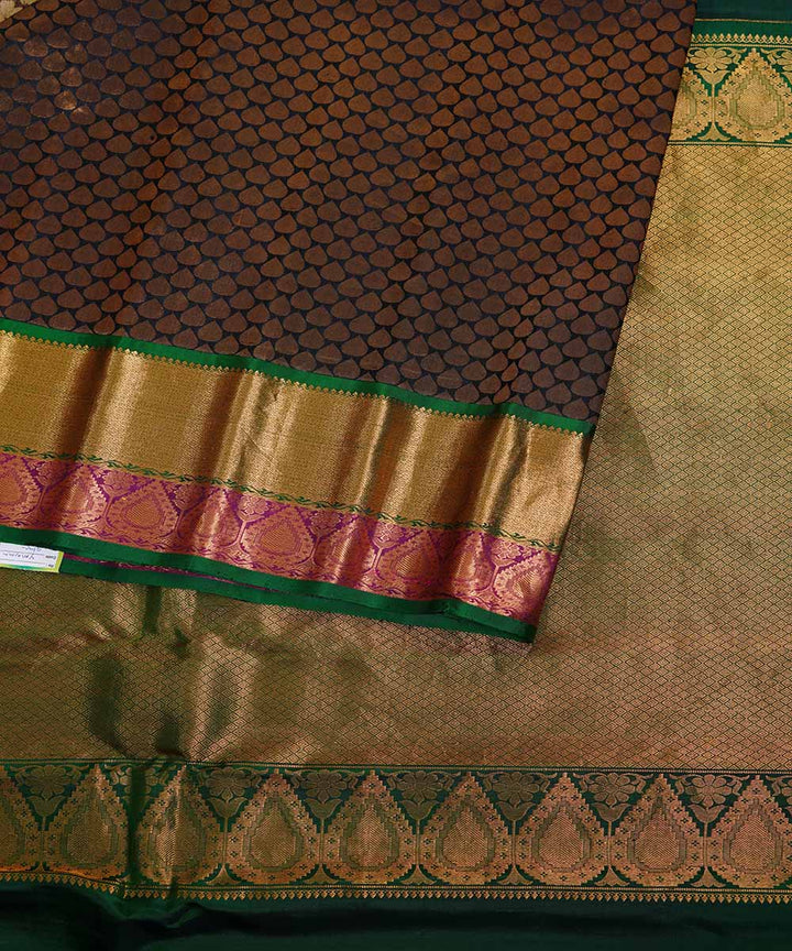 Brown handwoven gadwal silk saree