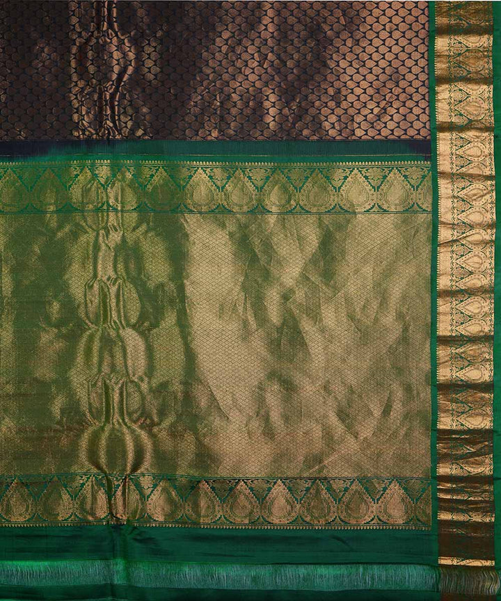 Brown handwoven gadwal silk saree