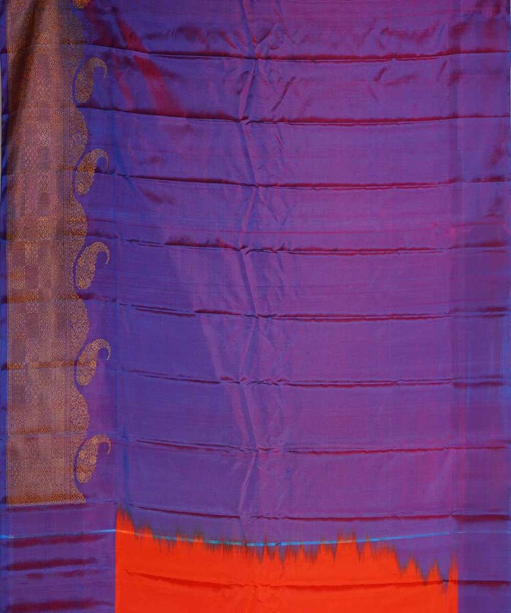 Orange handwoven gadwal silk saree