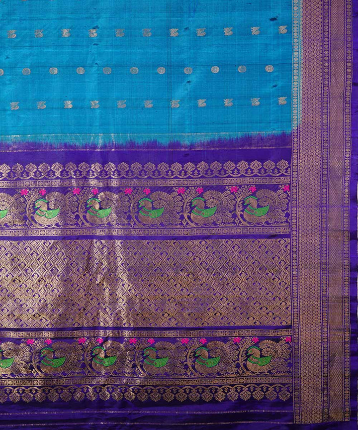 Light blue handwoven gadwal silk saree