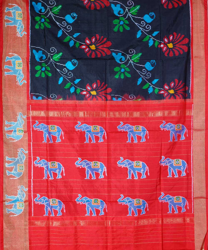 Black handwoven ikat silk pochampally saree
