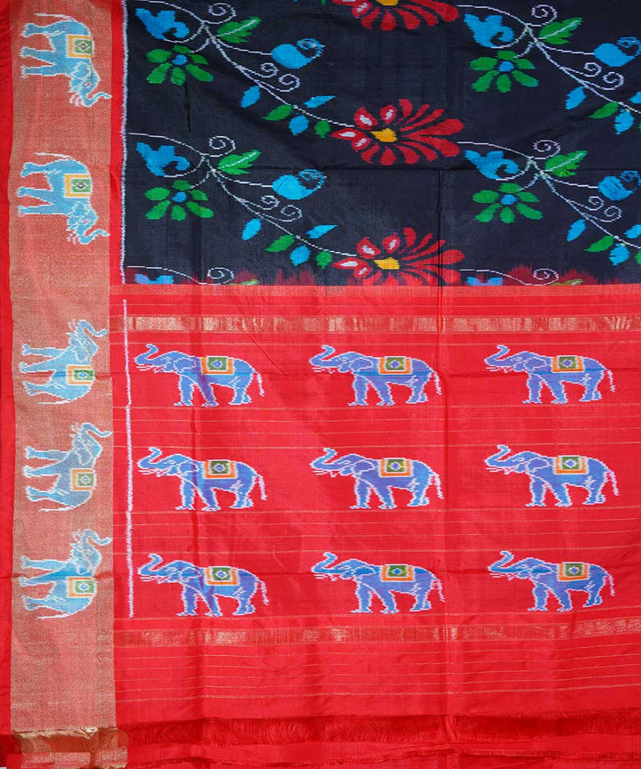 Black handwoven ikat silk pochampally saree