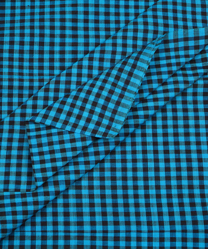 2.5m Blue handwoven checks cotton mangalgiri kurta material