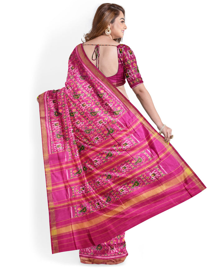 Pink handwoven patola silk saree