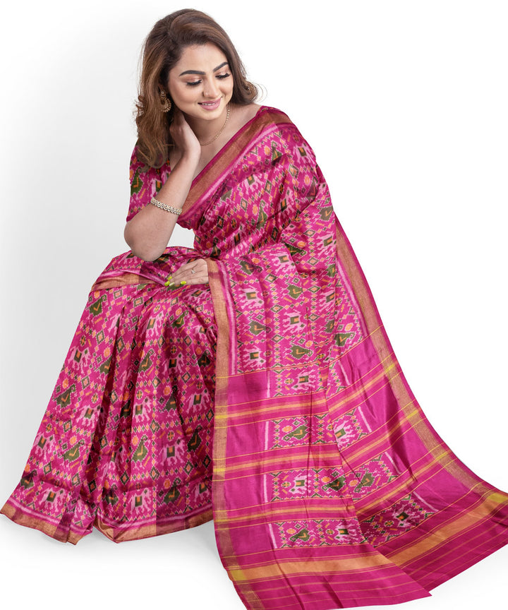 Pink handwoven patola silk saree