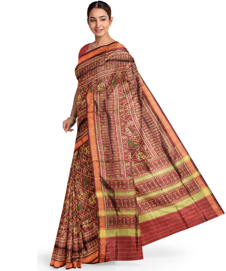 Maroon handwoven patola silk saree