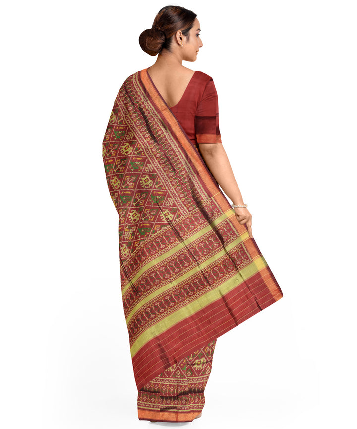 Maroon handwoven patola silk saree