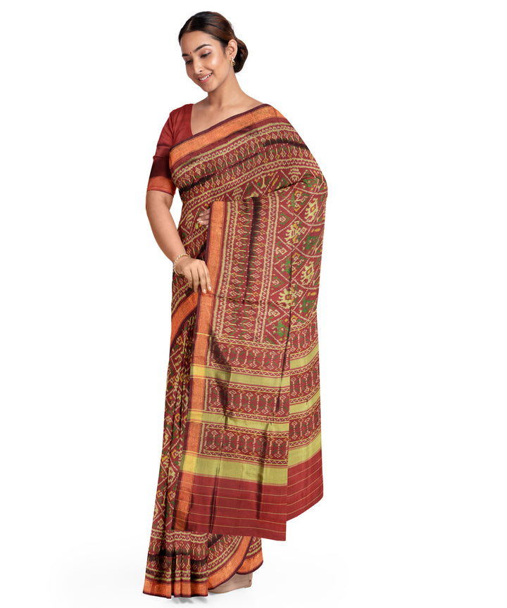 Maroon handwoven patola silk saree