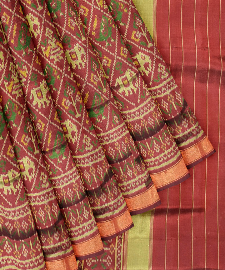 Maroon handwoven patola silk saree